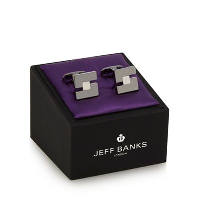 Silver plated square cut-out cufflinks